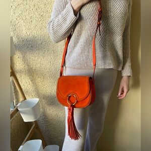 Tory Burch Tassel Mini Saddle Bag - Orange